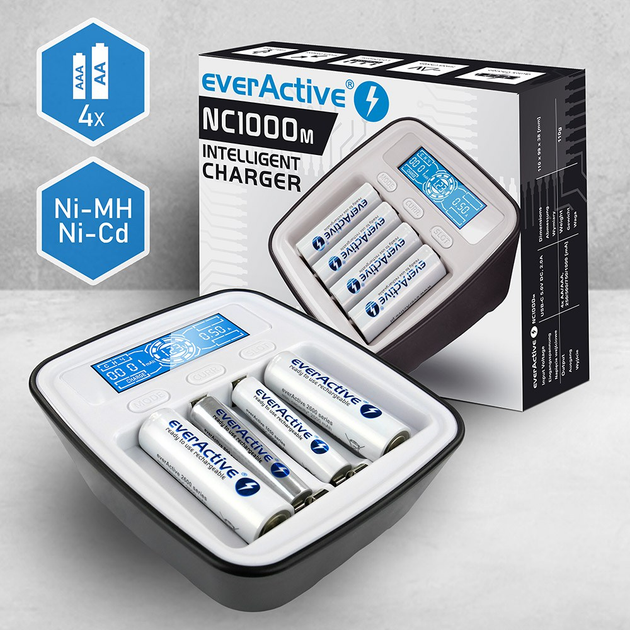 Ładowarka everActive NC-1000M Ni-MH/Ni-Cd AA/AAA - obraz 8