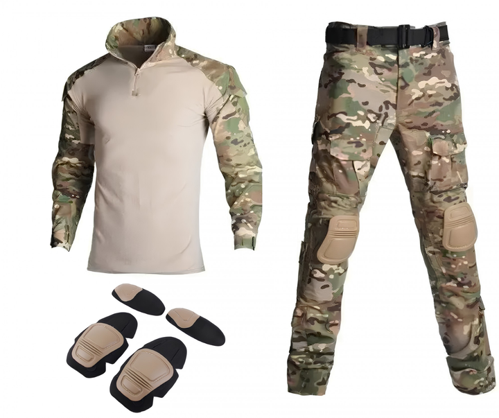 Тактичний військова форма, костюм Military Army Multicam, Штани із захистом колін L мультикам - зображення 1