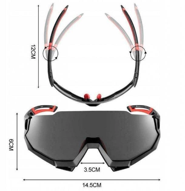 Тактические защитные очки ROCKBROS белые 10132. 5 линз/стекол поляризация UV400 велоочки.тактические - изображение 2