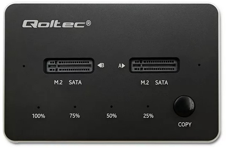 Stacja dokująca Qoltec na 2 x SSD M.2 SATA USB Type-C 3.1 Czarna - obraz 3