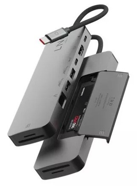 Док-станція Linq USB-хаб 9-in-1 Pro USB Type-C Multiport Silver (LQ48020) - зображення 4
