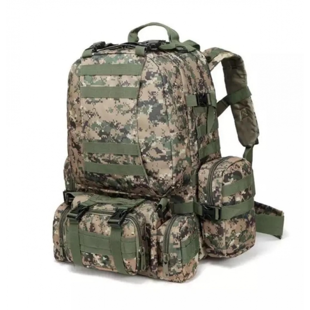 Рюкзак мужской тактический с 3 подсумками Tactical Backpack B08 Пиксель на 55 л военный туристический для охоты и рыбалки с креплением MOLLE - изображение 2