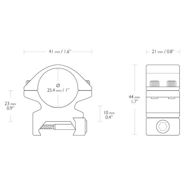 Кольца Hawke Match Mount, 25.4 мм, Medium, на Weaver / Picatinny - изображение 2