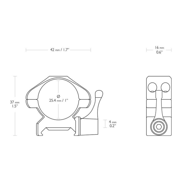 Кольца быстросъёмные Hawke Precision Steel, 25.4 мм, Low, на Weaver / Picatinny - изображение 2