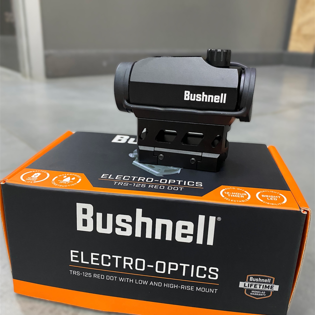 Коліматорний приціл Bushnell AR Optics TRS-125 3 МОА з високим райзером, кріпленням та таймером автовимкнення - зображення 1