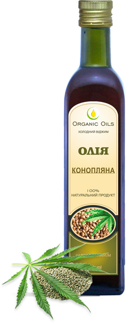 Масло Organic Oils Конопляное холодного отжима 500 мл (4820188520376 ...