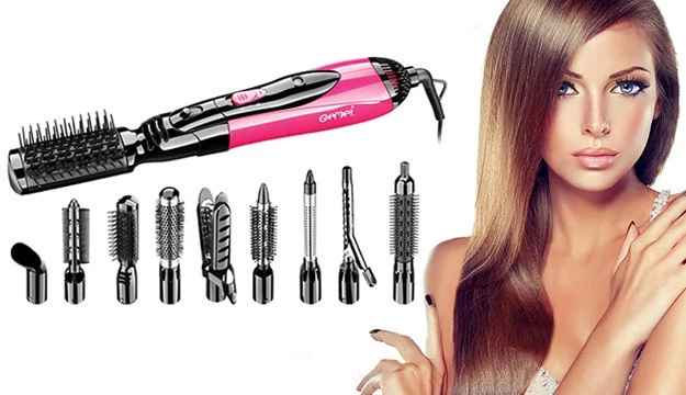 Стайлер 10в1 Gemei Gm-4835 фен для укладки волос c насадками 9 шт 1000 Вт - изображение 3