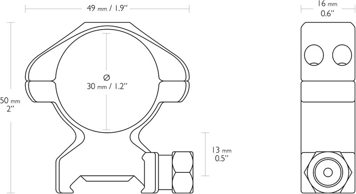 Кільця Hawke Precision Steel 30 мм High. Сталь. Weaver (39860089) - зображення 2