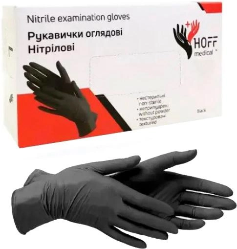 Рукавички нітрилові Hoff Medical XL 100 шт Чорні (op_omp010002_XL) - зображення 1