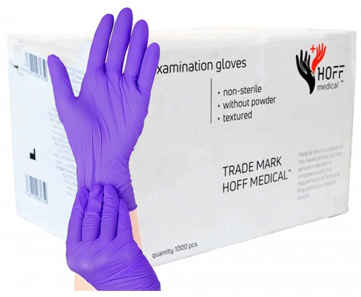 Перчатки нитриловые Hoff Medical S 1000 шт Фиолетовые (op_omp010006_10_S) - изображение 1