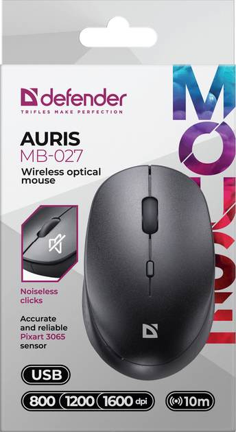 Mysz Defender Auris MB-027 Wireless Black (4745090821765) - obraz 6