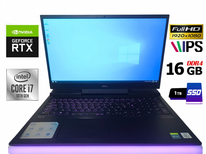 Ноутбук б/у Dell G7 7700 17.3 IPS 144hz Core i7-10750H 5 ГГц 16/1 Tb ...