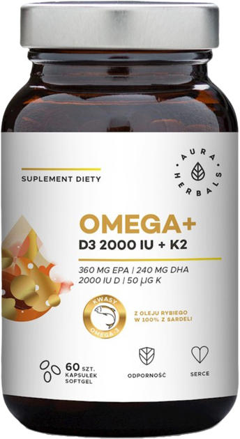 Aura Herbals Omega Witamina A D3 Czosnek 60 (5902479612881) - obraz 1