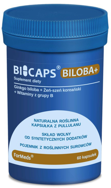 Харчова добавка Formeds Bicaps Biloba + 60 капсул Нервова система (5903148620411) - зображення 1