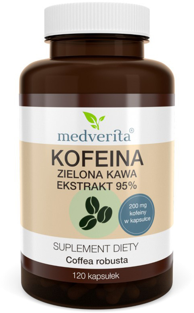 Екстракт зеленої кави Medverita Caffeine 95% 120 капсул (5903686580291) - зображення 1