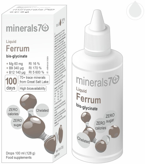 Харчова добавка Minerals70 Ferrum Liquid Drops 100 мл Залізо (8594195600708) - зображення 1