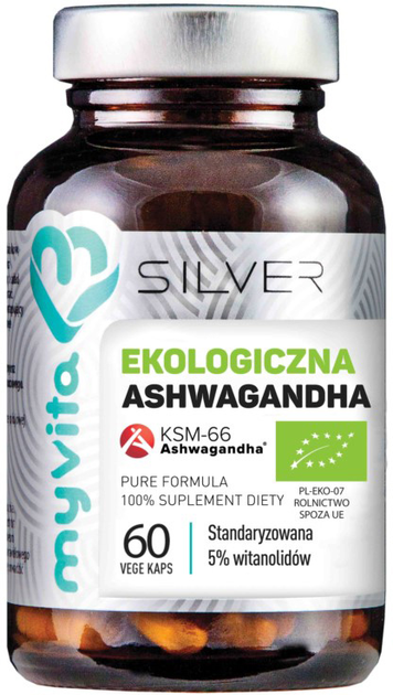 Myvita Silver Ashwagandha Bio KSM-66 100% 60 kapsułek (5903021592194) - obraz 1