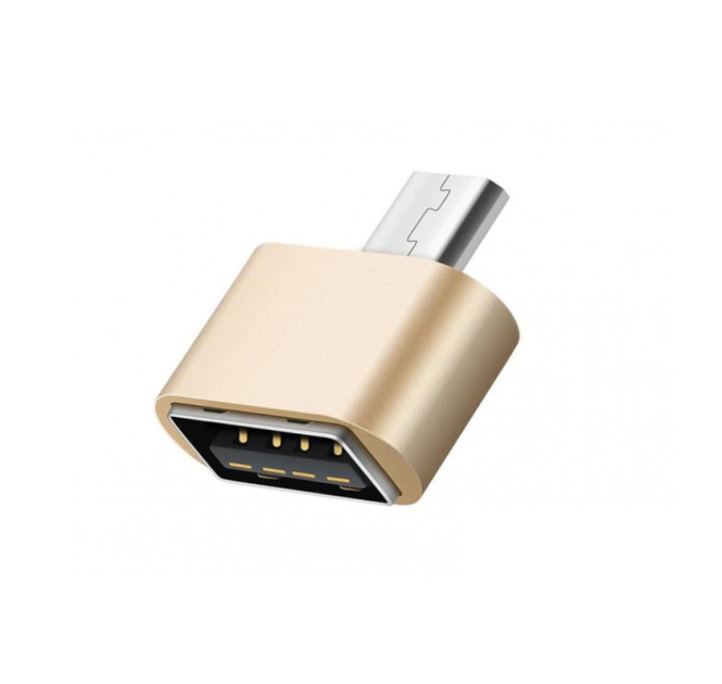 Перехідник з Type-C на USB, для заряджання та передачі даних, короткий, золотий - зображення 3