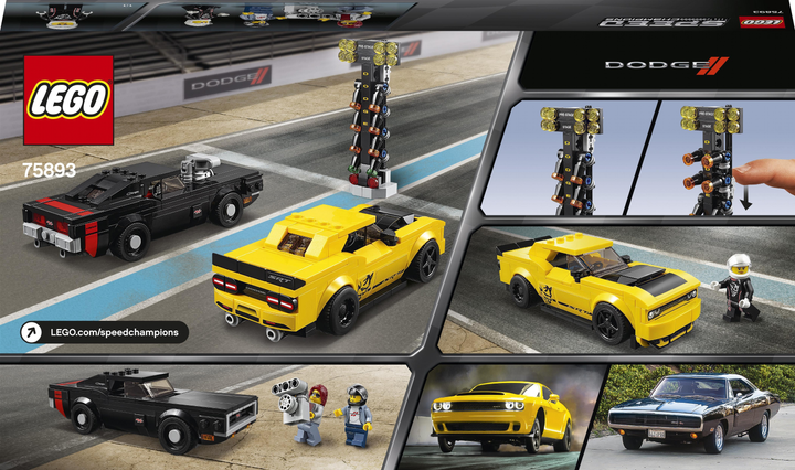 Zestaw klocków LEGO Speed Champions Cars 2018 Dodge Challenger SRT Demon oraz 1970 Dodge Charger R/T 478 elementów (75893) - obraz 18