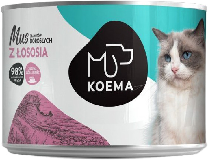 Mokra karma dla dorosłych kotów Koema Mus łosoś 200g (5904734019213) - obraz 1