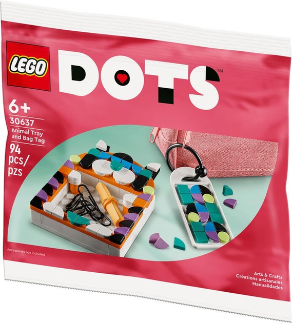 Zestaw klocków Lego Dots Taca ze zwierzętami i przywieszka do torby 94 elementy (30637) - obraz 1
