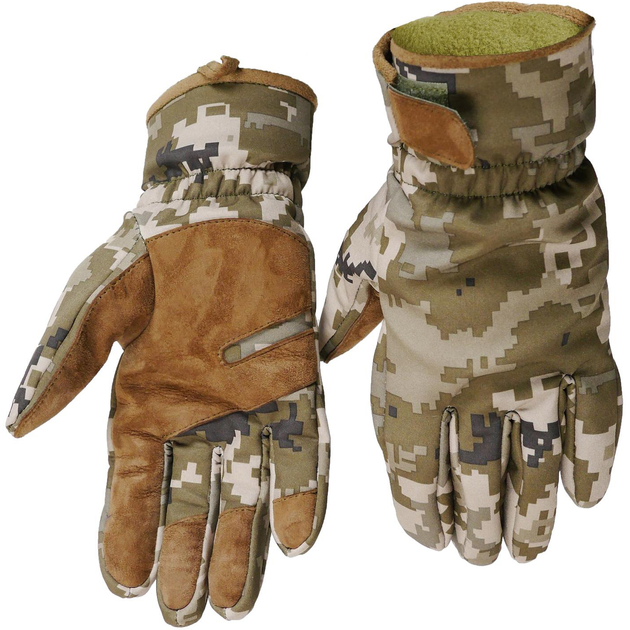 Тактичні зимові рукавички Softshell Піксель L - зображення 1