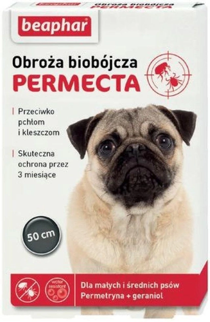 Obroża biobjócza na pchły i kleszcze BEAPHAR Permecta dla małych i średnich psów 50cm (DLZBEPSMY0005) - obraz 1