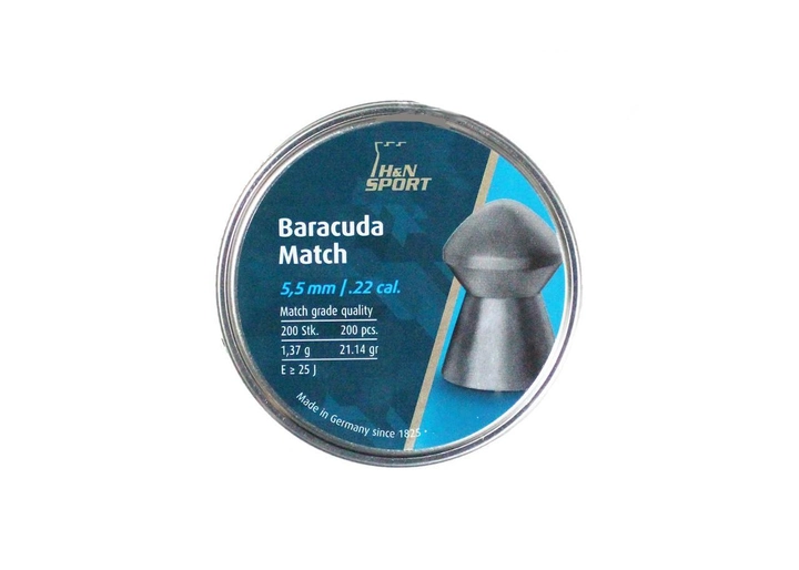 Пули H&N Baracuda Match 5.53мм, 1.37г, 200шт - изображение 1