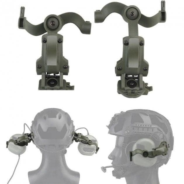 Адаптери кріплення для навушників на шолом каску Helmet чебурашки олива - зображення 1