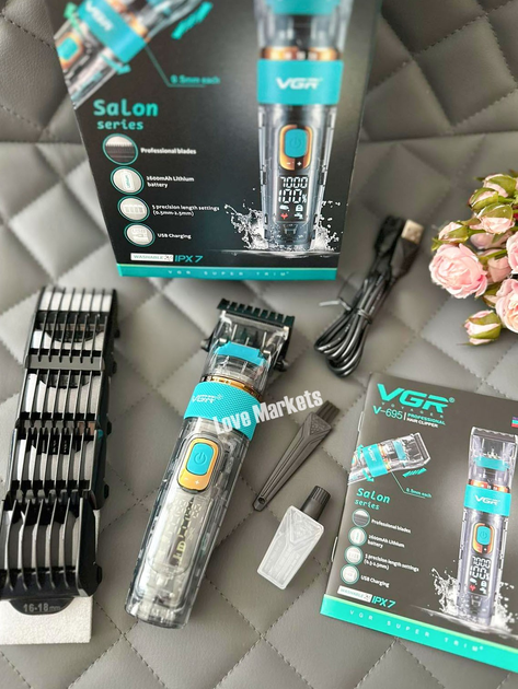 Профессиональная беспроводная машинка для стрижки VGR V-695 Salon series триммер для волос, бороды и усов - изображение 2