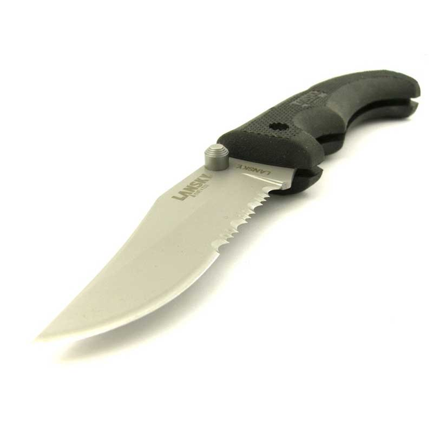 Нож складной Lansky Easy Grip полусеррейторный (длина: 216мм, лезвие: 95мм), черный - изображение 2