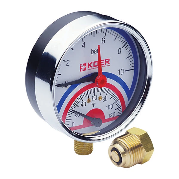 Термоманометр для отопления KOER KM.821R на 10 бар нижнее подключение 1 ...