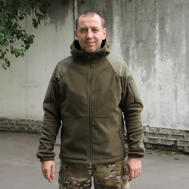 Флісова тактична куртка з капюшоном Шерман олива розмір 64 (926) - зображення 2