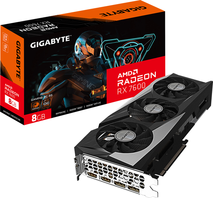 Видеокарта Gigabyte PCI-Ex Radeon RX 7600 Gaming OC 8GB GDDR6 (128bit) (18000) (2 x HDMI, 2 x DisplayPort) (GV-R76GAMING OC-8GD) - изображение 8