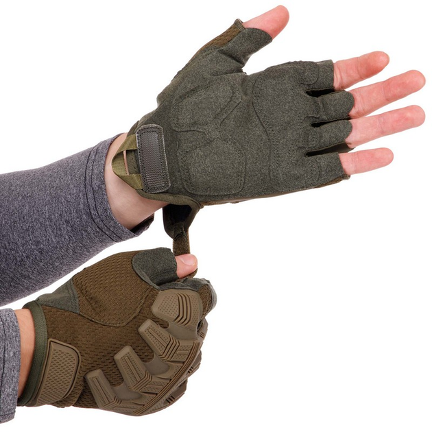 Тактичні рукавички з відкритими пальцями SP-Sport BC-8808 Колір: Оливковий розмір: XL - изображение 2