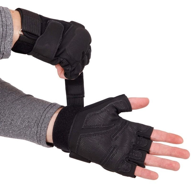 Тактичні рукавички з відкритими пальцями SP-Sport BC-8811 Чорний розмір: XL - зображення 2