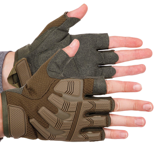 Тактичні рукавички з відкритими пальцями SP-Sport BC-8808 Колір: Оливковий розмір: L - изображение 1