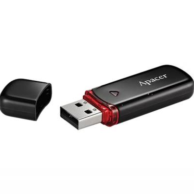 USB флеш-накопичувач, флешка Apacer USB2.0 AH333 16GB Black (AP16GAH333B-1) - зображення 2