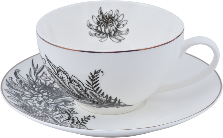 Чашка чайная с блюдцем Astera Charm Floral Black 410 мл (A0530-CS410-C ...