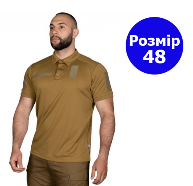 Тактическая футболка поло Polo 48 размер M,футболка зсу поло койот для военнослужащих, мужская футболка поло - изображение 1