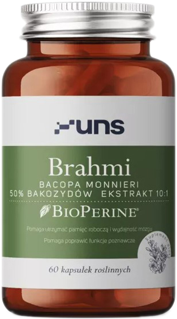 Харчова добавка UNS Brahmi (Bacopa Monnieri) + Bioperine 60 капсул (5904238960196) - зображення 1