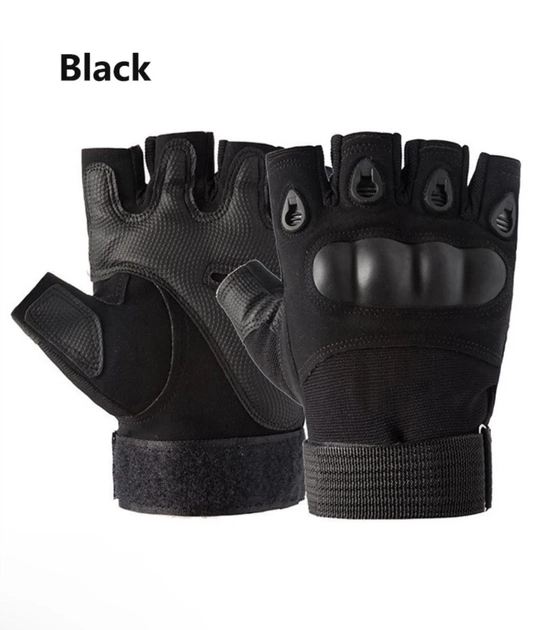 Тактичні рукавички Combat Tac безпалі військові чорні M - зображення 2