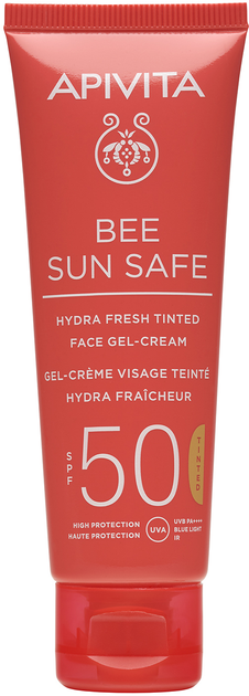 Сонцезахисний гель-крем для обличчя Apivita Bee Sun Safe SPF50 з відтінком 50 мл (5201279080174) - зображення 1
