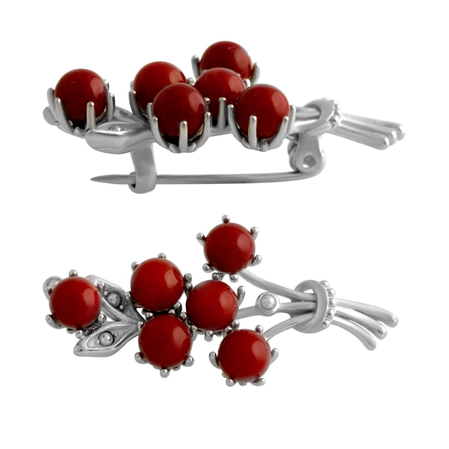 Серебряная брошка с кораллом (2137566) от продавца: SilverLine – в ...