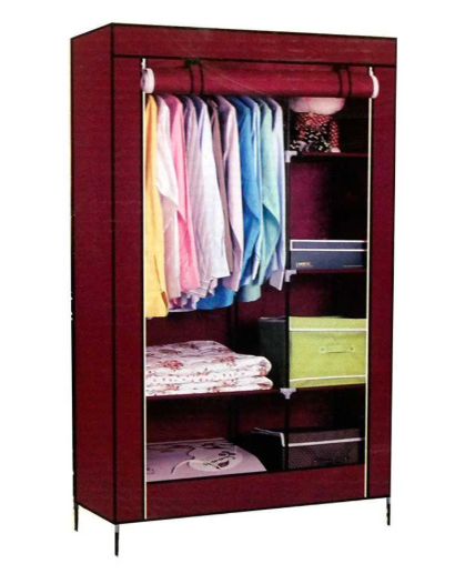 Складной тканевый шкаф Portable Cloth Rack Бордовый - Фото 1 Складной тканевый шкаф Portable Cloth Rack Бордовый - изображение 1