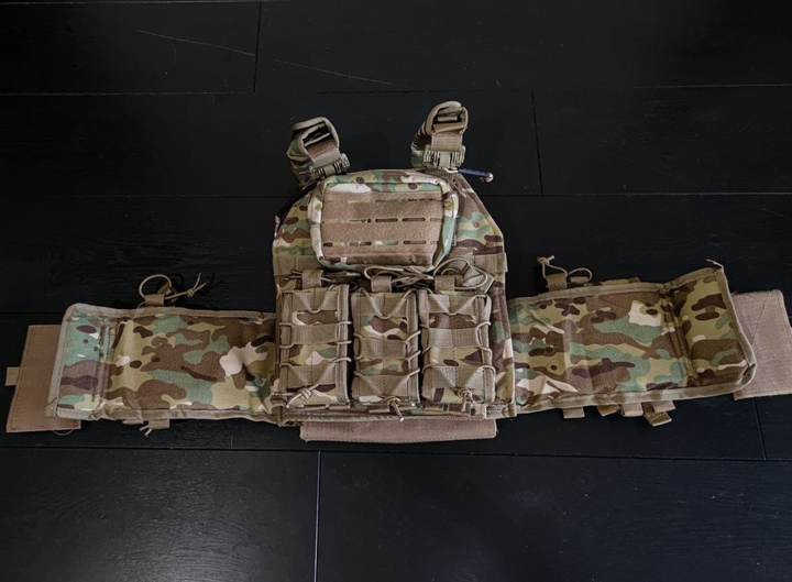 Плитоноска-тактический быстросьемный военный жилет разгрузка цвет Мультикам - изображение 1