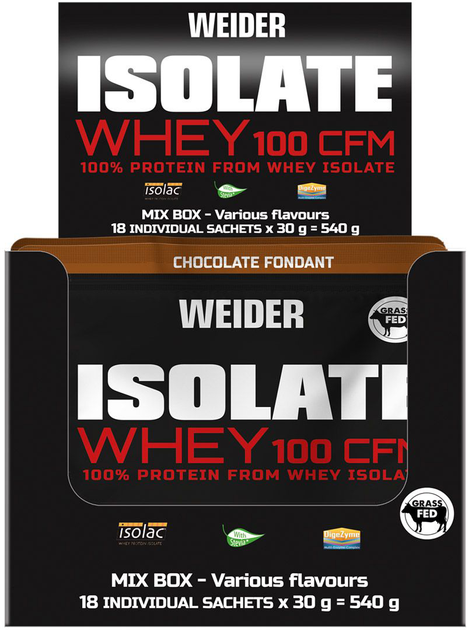 Białko Mix Box Isolate Whey 100 CFM 18 sasz x 30 g Chocolate Fondant (8414192313473) - obraz 1