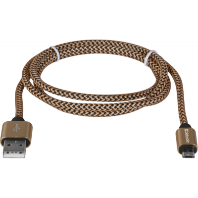Кабель USB 2.0 AM-micro BM, 1.0 м, золотистий, 08-03T PRO Defender - Фото 1 Кабель USB 2.0 AM-micro BM, 1.0 м, золотистий, 08-03T PRO Defender - изображение 1