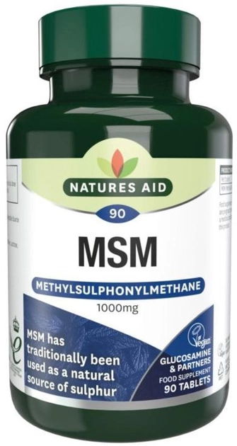Харчова добавка Natures Aid MSM 1000 мг 90 таблеток органічна сірка (5023652960909) - зображення 1