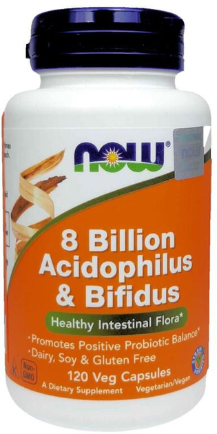 Харчова добавка Now Foods 8 Billion Acidophilus & Bifidus 120 капсул (733739029324) - зображення 1